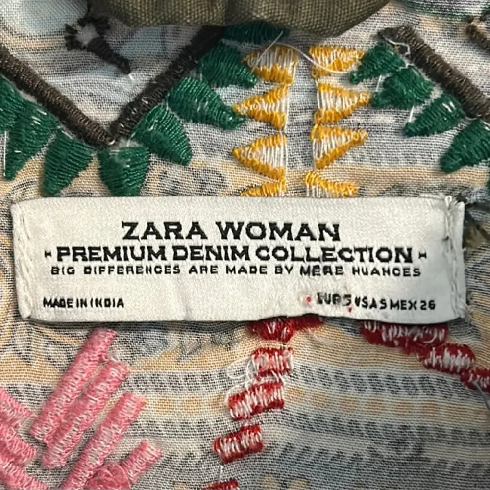 Zara Cargo Jacket Embroidered Back Size Small - Picture 6 of 8